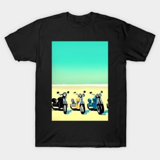 RETRO MOTORCYCLES ON THE BEACH T-Shirt